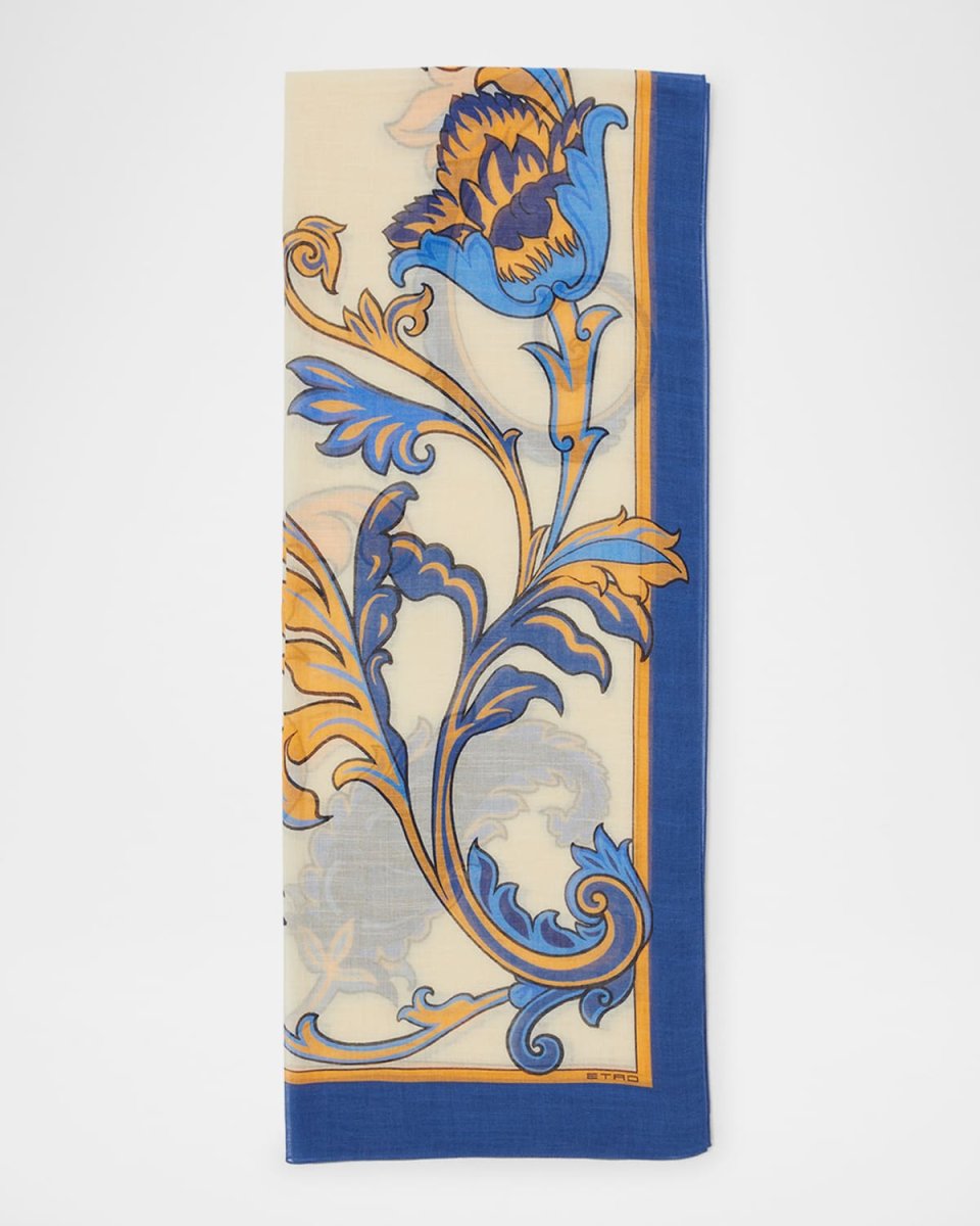 Sheer Printed Modal-Blend Scarf